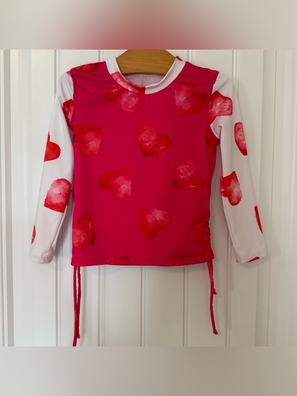 Submarine Girls Rash Guard Size 4T Pink Heart Print Long Sleeve Swim Top